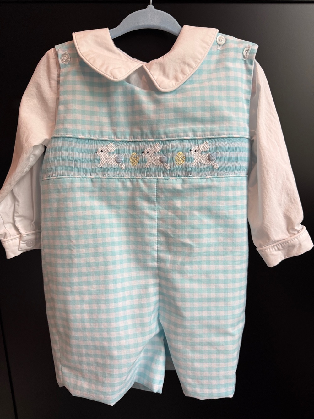 Classic whimsy boys bunny jumpsuit